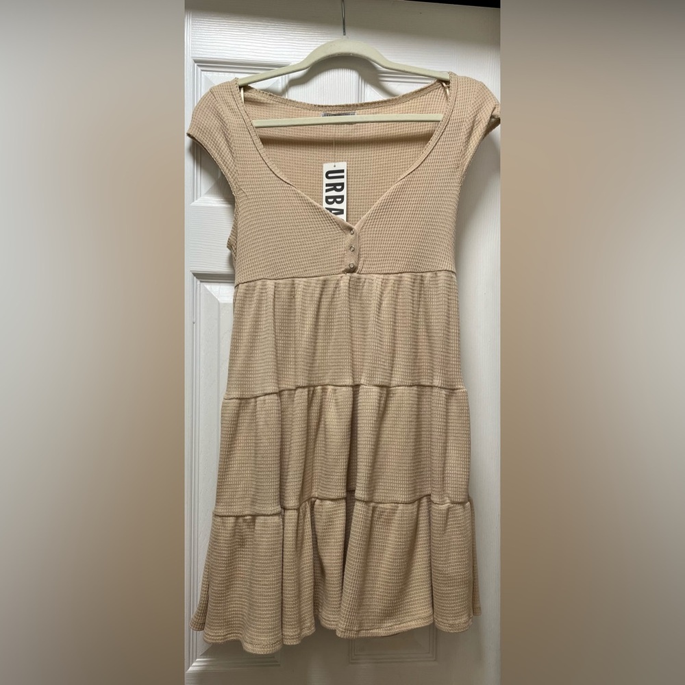 Urban Outfitters Babydoll Tiered Waffle Knit Dress, Size Small